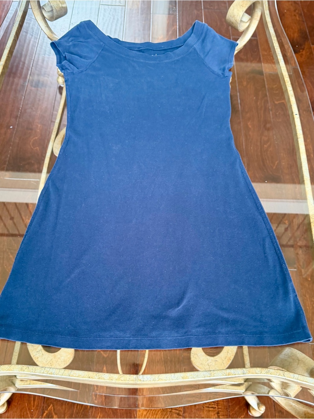 Navy Blue Short Sleeve A-Line Dress
